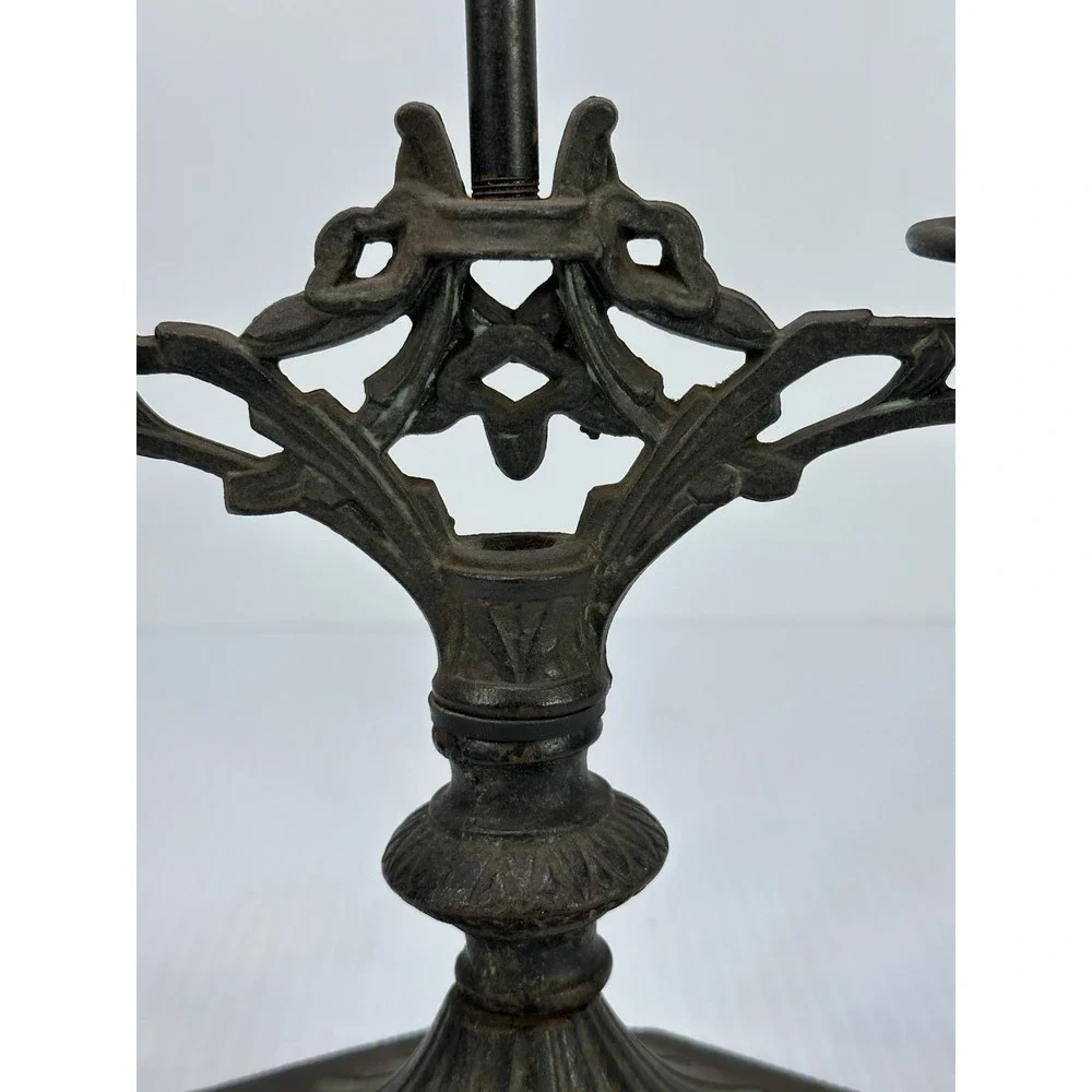 Vintage Art Deco Nouveau Gothic Candelabra Cast Iron Table Lamp No Wiring